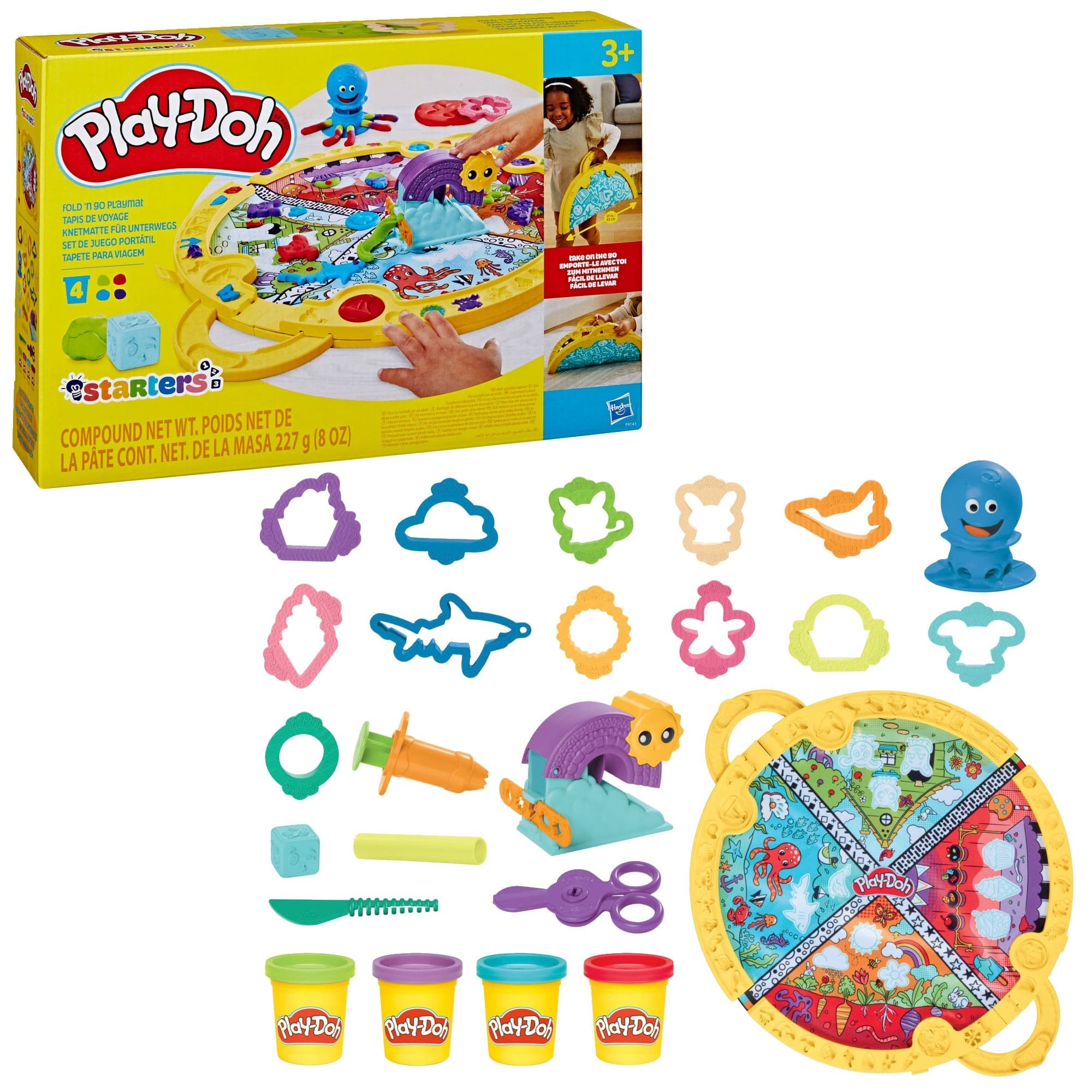 Play-Doh Fold & Go Playmat Starter Set with 19 Accessories