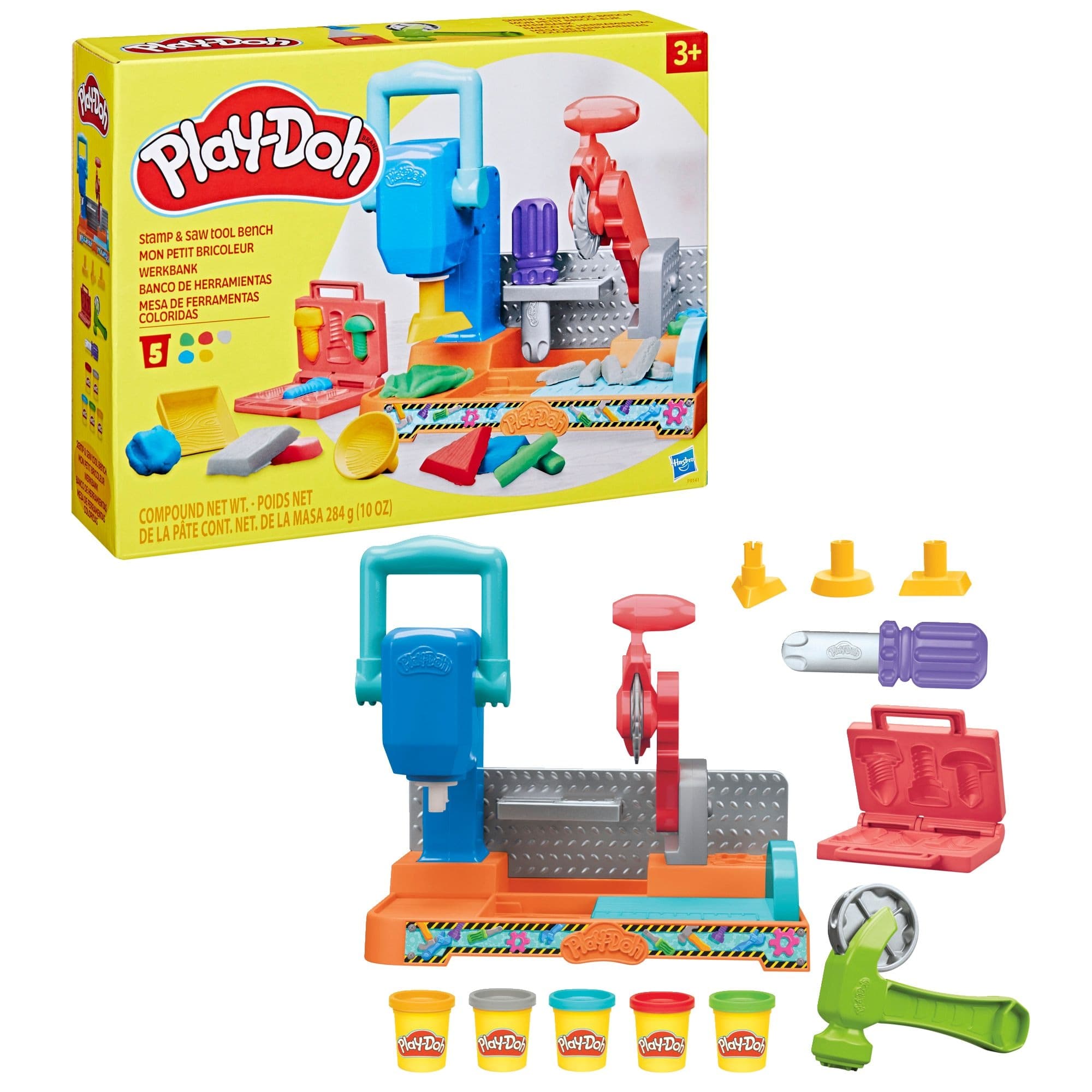 Play-Doh Stamp & Saw Tool Bench Playset, Ages 3+