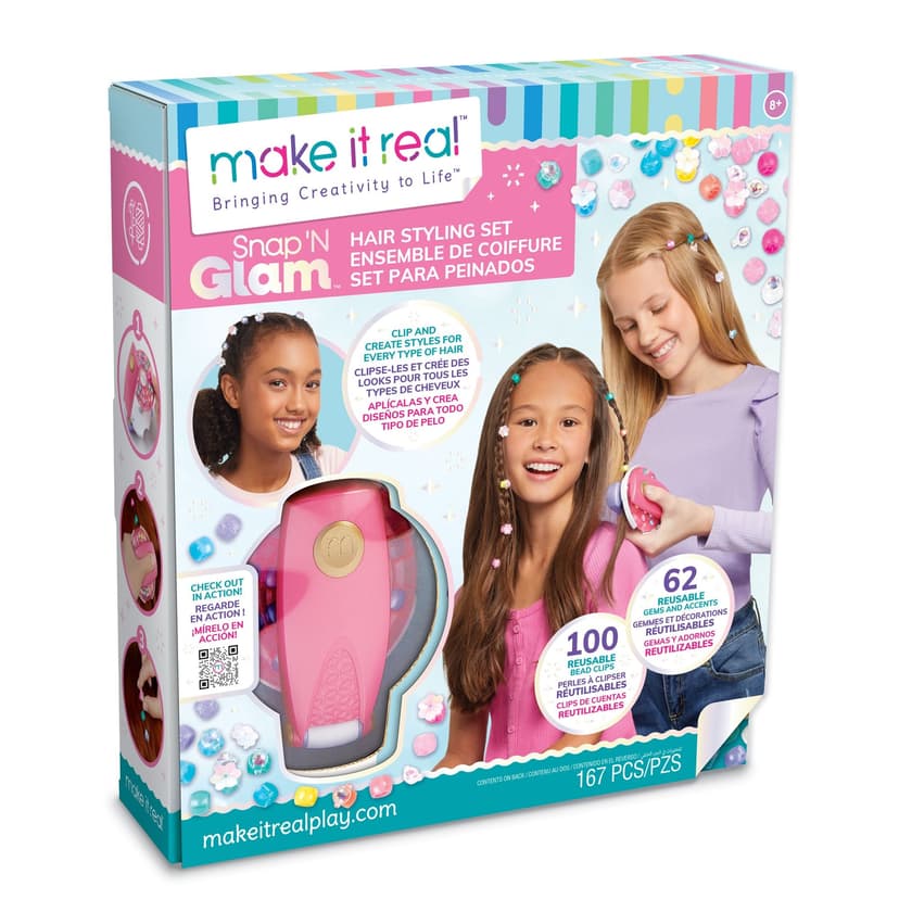 Make It Real Snap 'N Glam Hair Styling Set, Ages 8+
