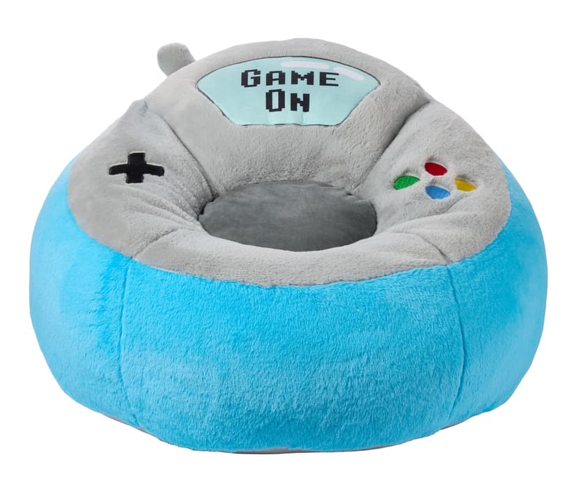 Plush Soft Gaming Chair for Ages 2+, Blue/Grey, 18-in
