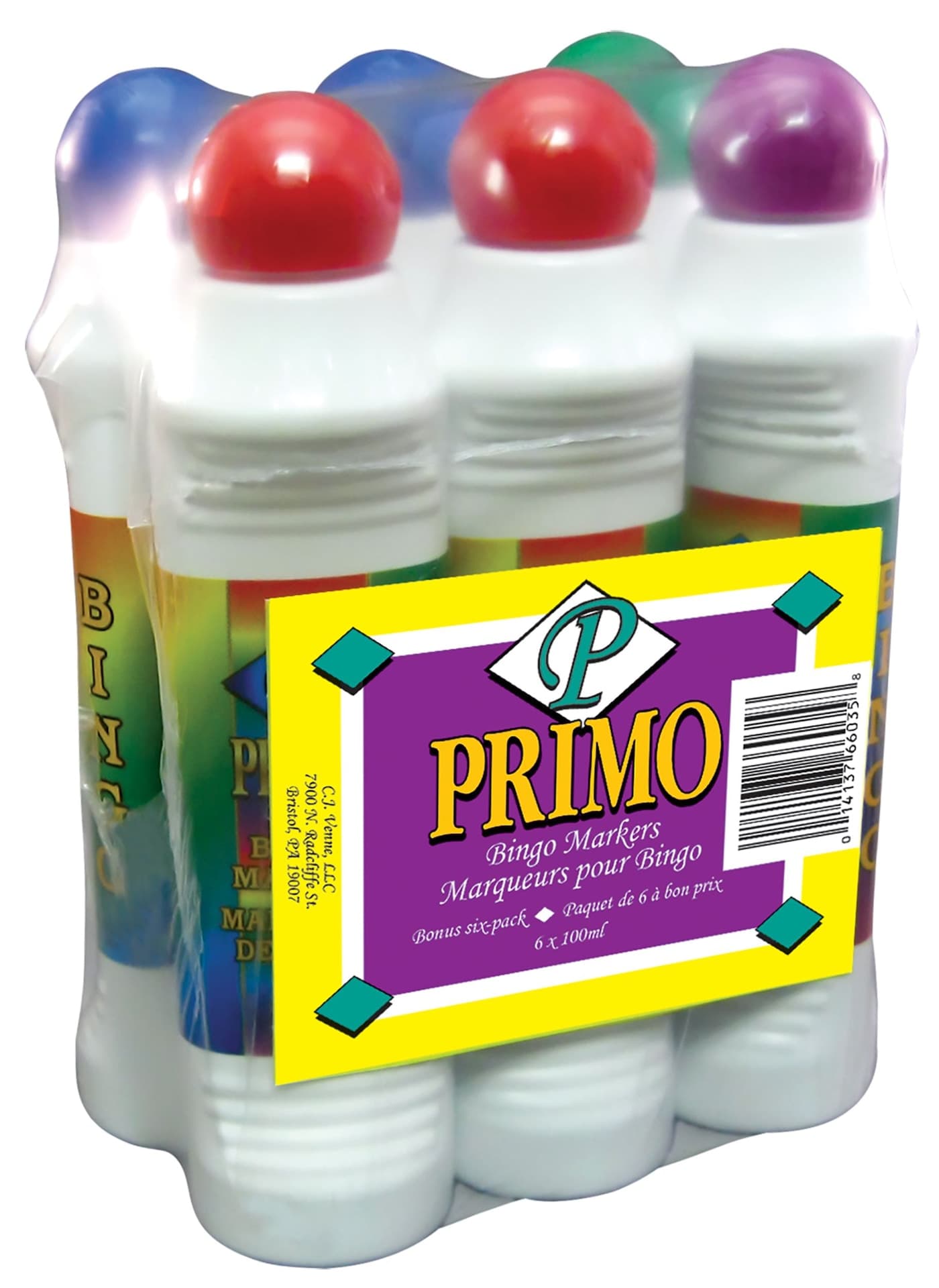 Primo Bingo Non-Leaking Dauber Markers, 6-pc, Multicolour, Age 12+