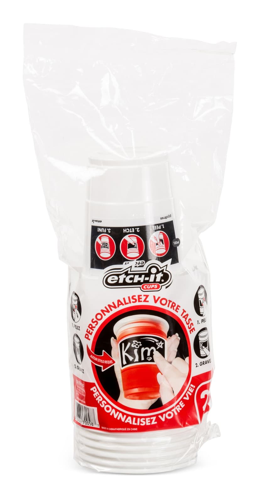 Etch-It Personalized Disposable Party Cups, Red, 473-ml, 20-pk