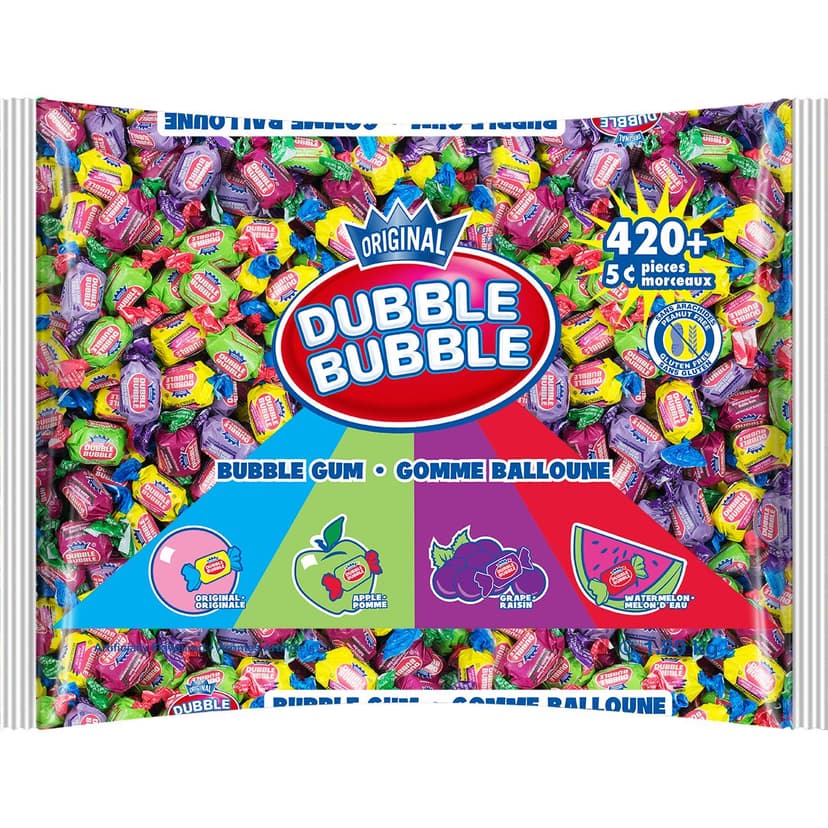 Dubble Bubble Twist Gum, Apple/Grape/Watermelon, Multi-Coloured, 420-pk, Gum, for Birthday/Party Favour/Halloween