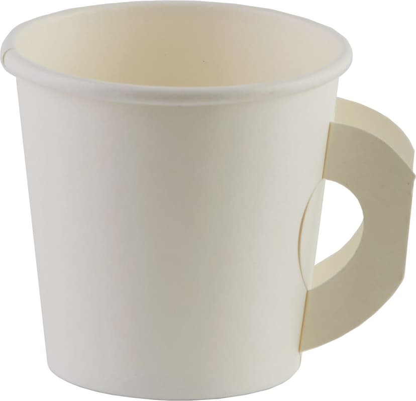 Paper Disposable Coffee Cups with Handles, White, 4-oz, 50-pk, for Christmas/Thanksgiving/New Year's Eve/Birthday Party