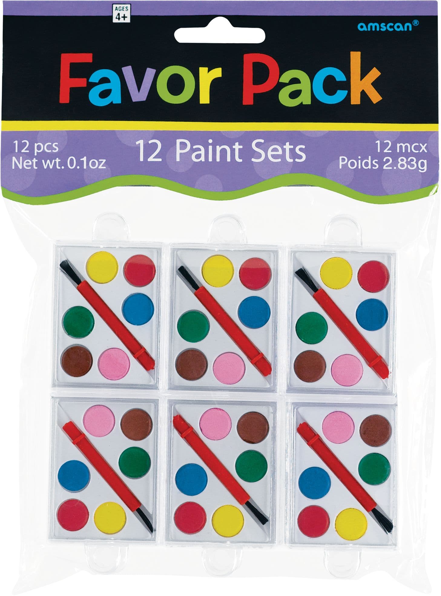 Paint Set Party Favours, Multi-Coloured, 12-pk Ages 4+, for Birthday/Party Favour