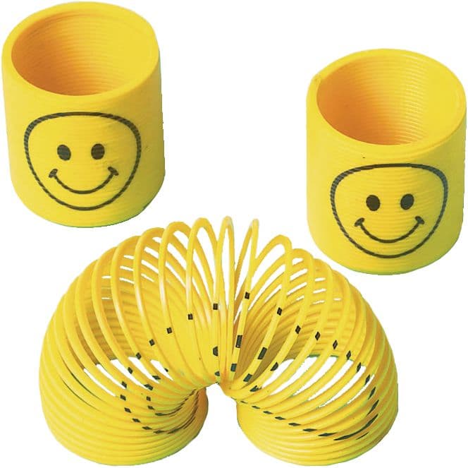 Smiley Face Toy Springs, Yellow, 12-pk for Birthday/Party Favour