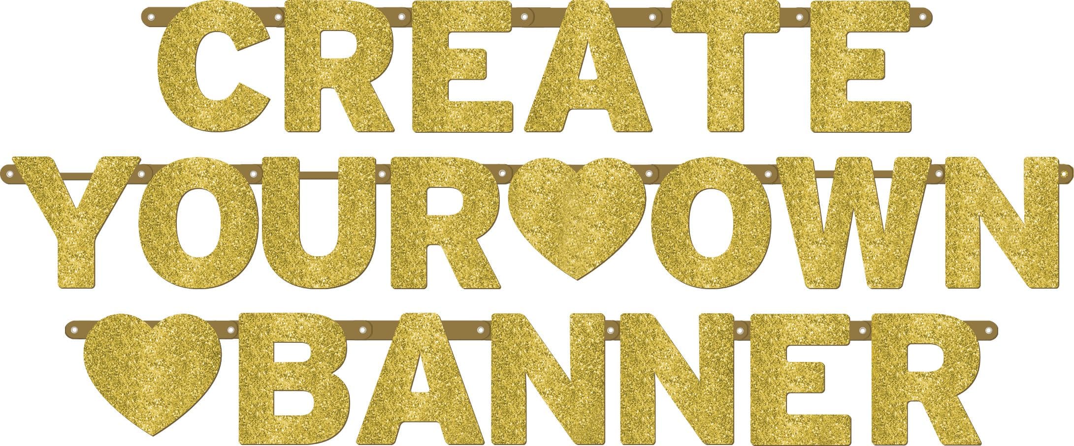 DIY Customizable Hanging Garland Banner Decoration, Gold, 4.5-in, for Wedding/Engagement/Graduation/Birthday
