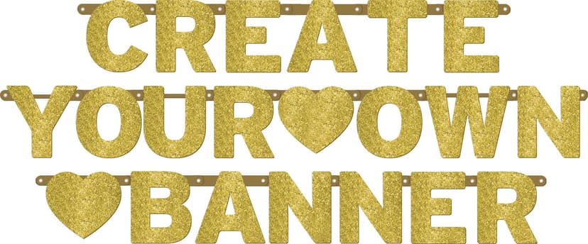 DIY Customizable Hanging Garland Banner Decoration, Gold, 4.5-in, for Wedding/Engagement/Graduation/Birthday