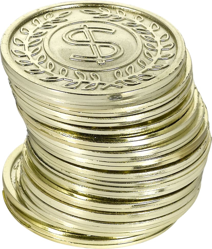 Dollar Coins, Gold, 100-pk, for Birthday/Party Favour/Poker