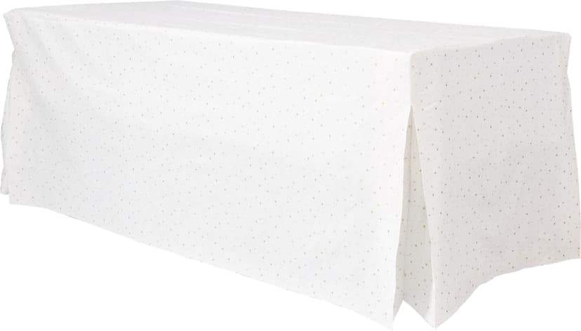 Rectangle Flannel-Backed Vinyl Reusable Table Cover, White/Gold, 27x72-in, for Summer Party/Birthday/Baby Shower/Wedding