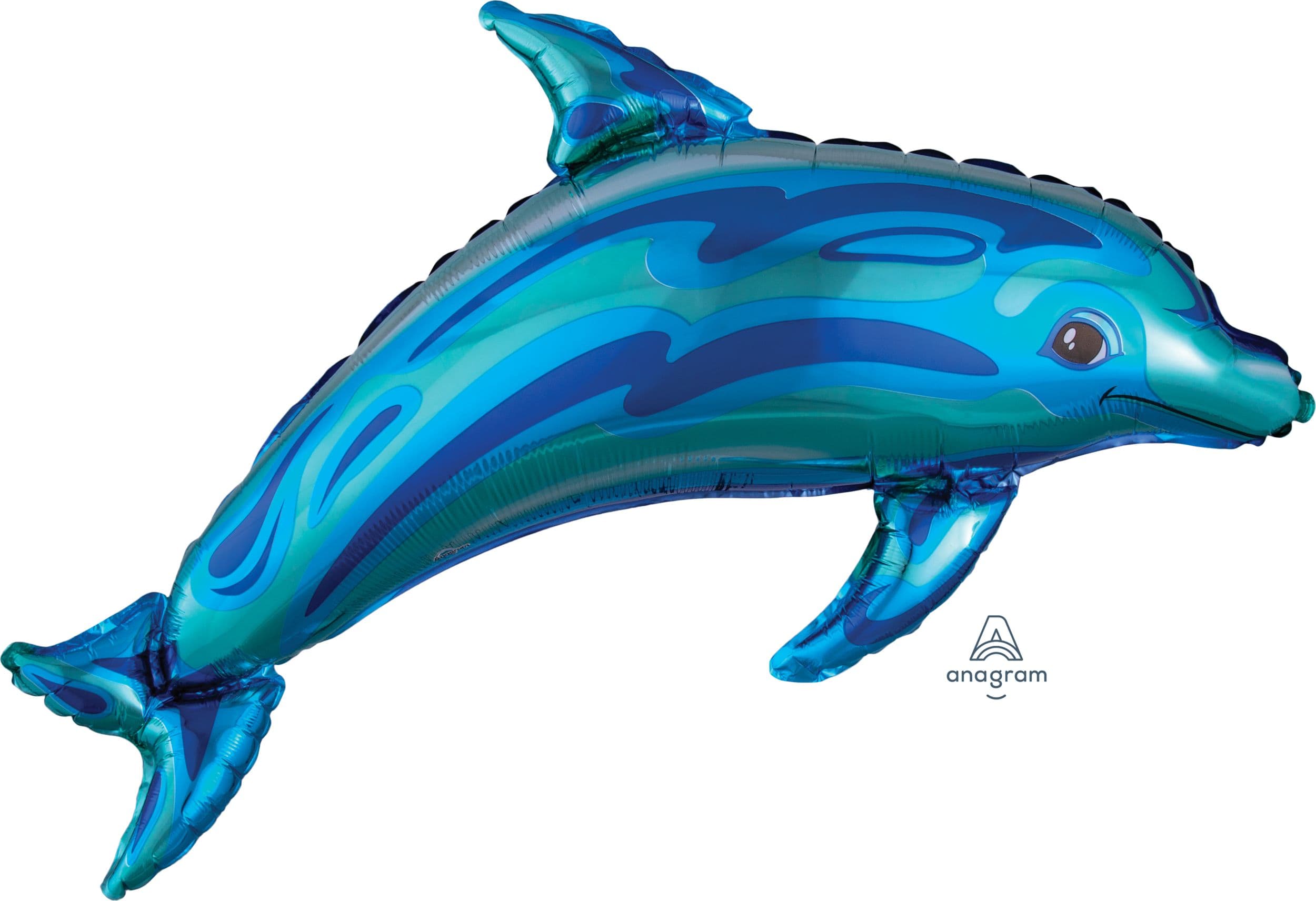 Dolphin Satin Foil Balloon, Blue, 26-in, Helium Inflation & Ribbon Included for Summer