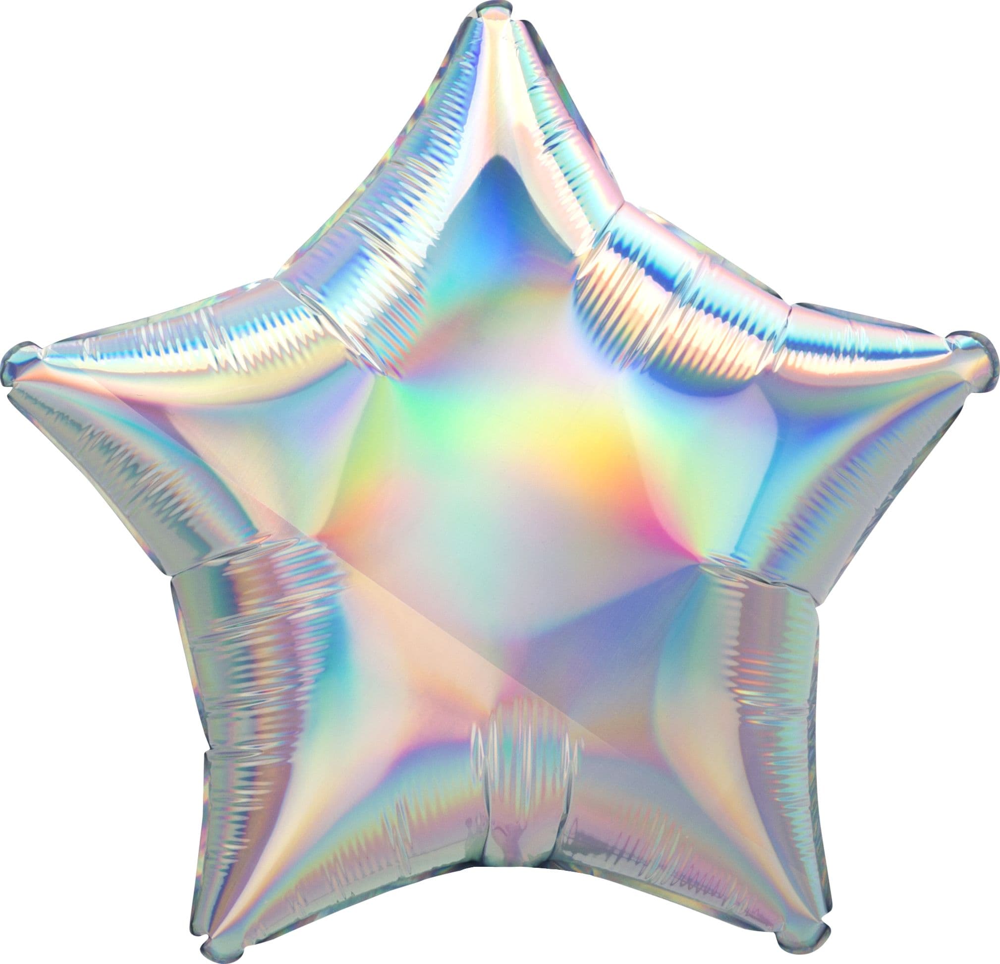 Star Satin Foil Balloon, Irridescent Silver, 22-in, Helium Inflation & Ribbon Included for Birthday/Special Occasion