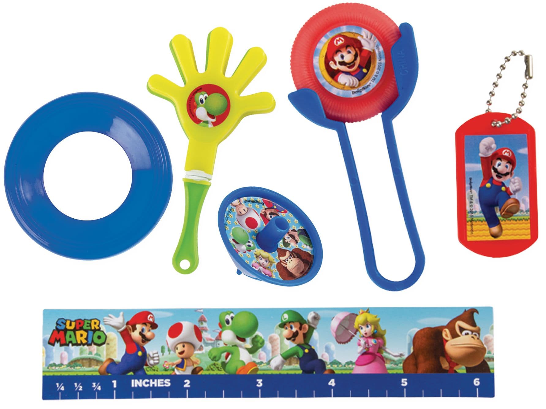 Nintendo Super Mario Bros Luigi/Princess Peach/Yoshi Mega Mix Party Favour Pack, Blue/Red, 48-pk, for Birthday/Party Favour