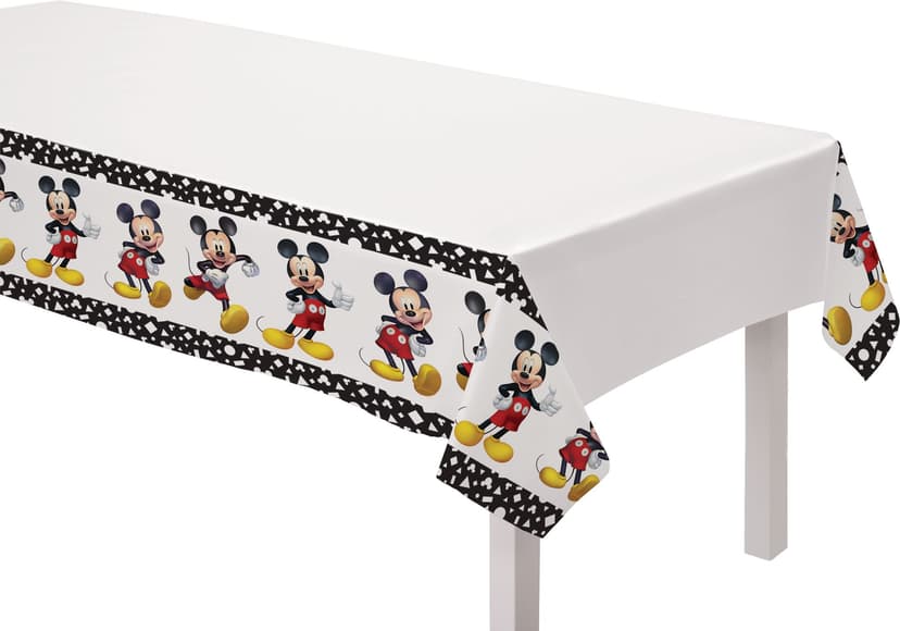 Disney Mickey Mouse Rectangle Plastic Reusable Table Cover, Black/White, 54x96-in, for Birthday Party