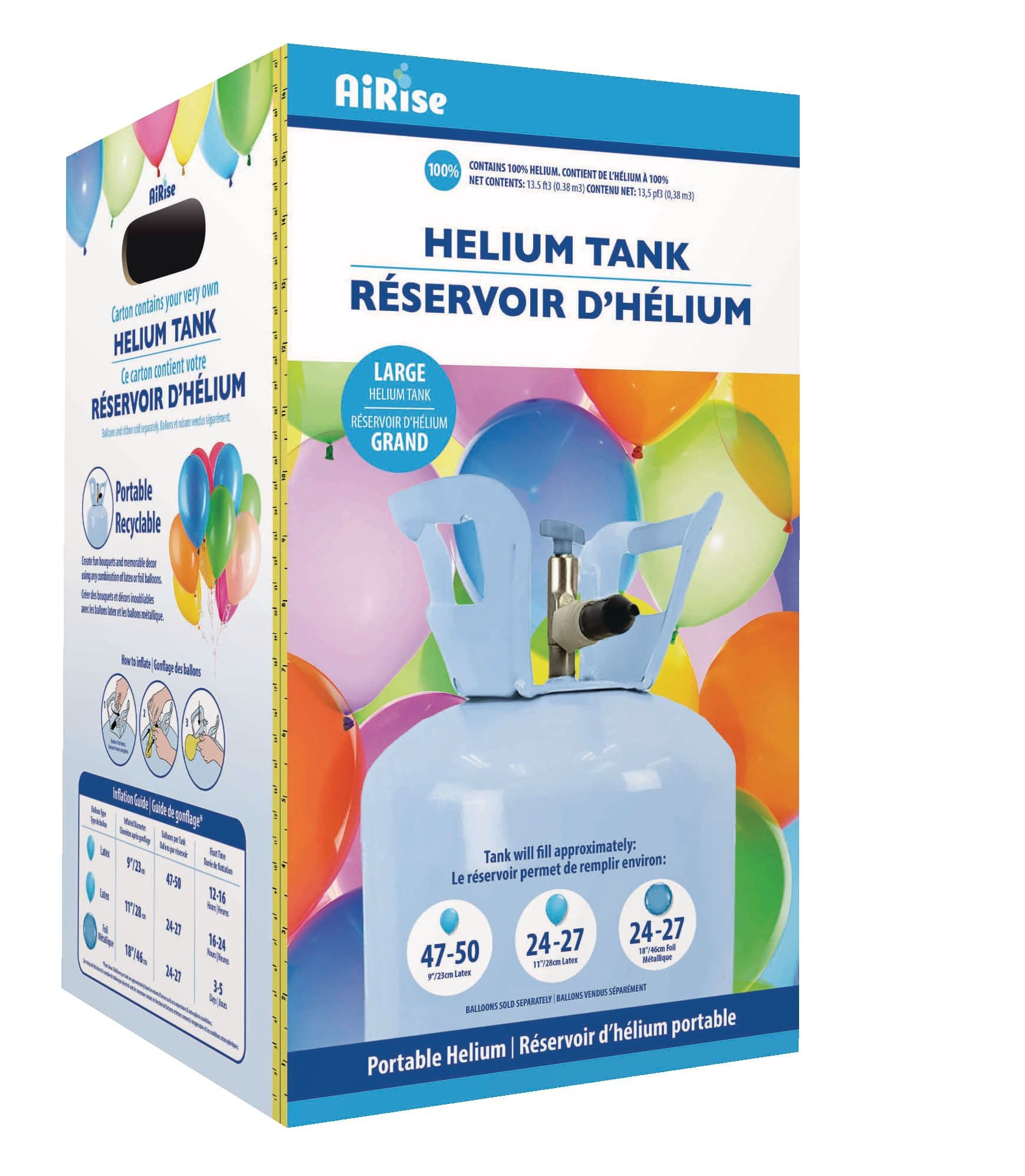 AiRise Large Portable Helium Tank, Blue, for Birthday/New Year's Eve/Graduation/Baby Shower/Wedding/Halloween