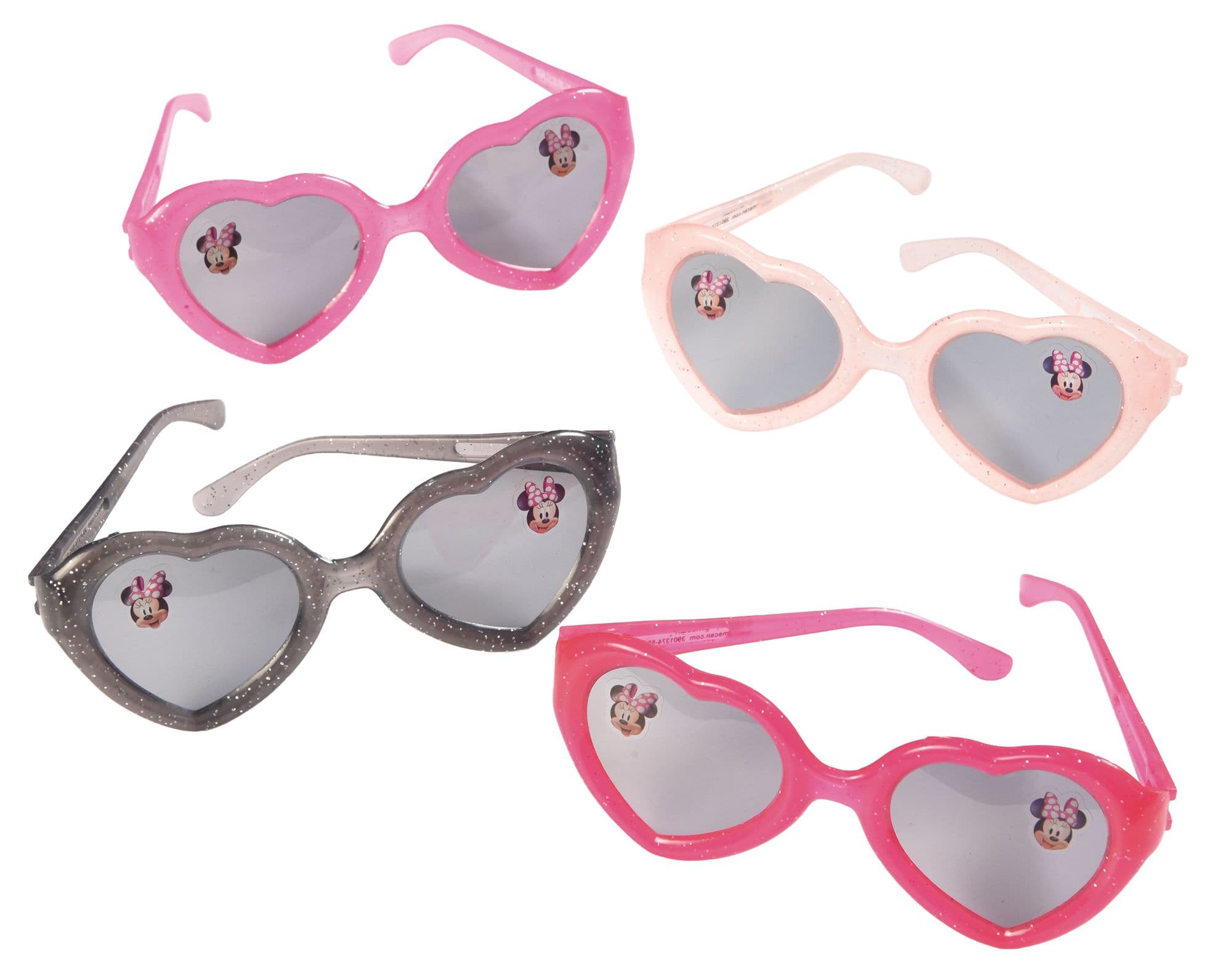 Disney Minnie Mouse Heart-Shaped Glitter Sunglasses, Pink/Black, One Size, 8-pk, Wearable Accessories for Birthdays