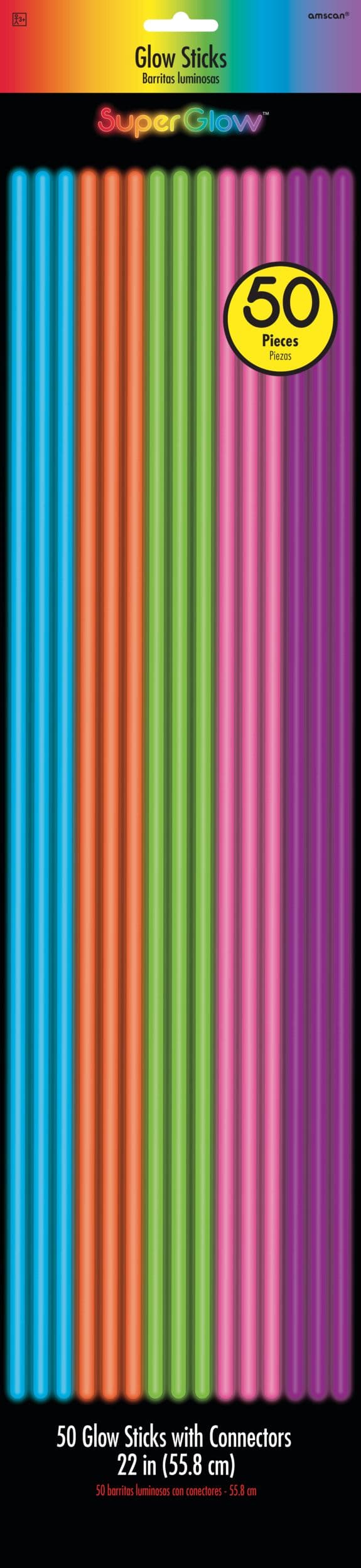 Rainbow Glow Sticks, 50-pk