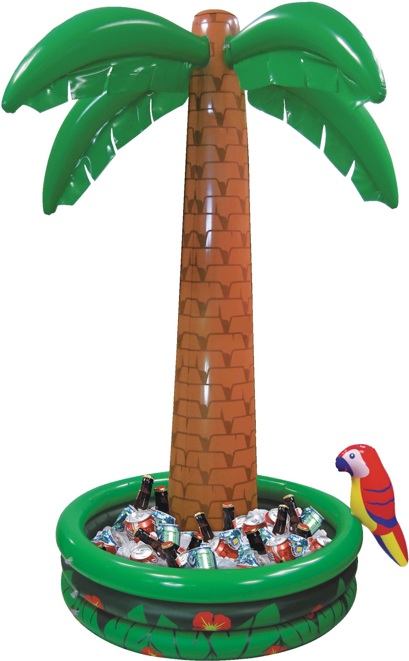 Palm Tree Inflatable Cooler, Green/Brown, 32-in, for Summer Party