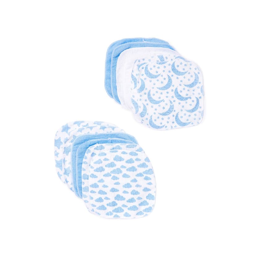 Blue Clouds & Stars Washcloth Set
