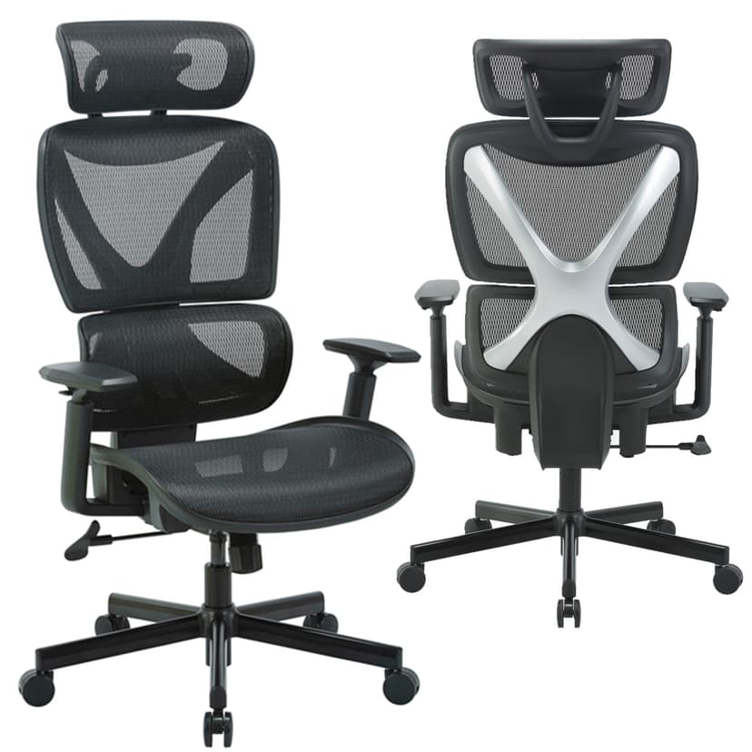 Ergonomic Office Chair, High Back Adjustable Mesh Executive Chair with Auto-Balance Segmented Backrest, 2D Adjustable Headrest and 3-Level Locking Tilt