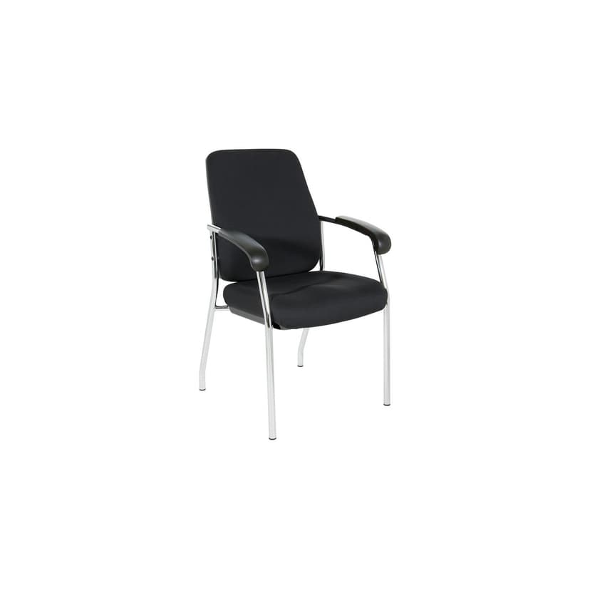 High Back Guest Chair with Black Fabric and Chrome Frame in Coal Finish