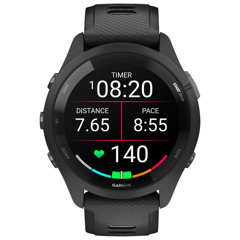 Garmin Forerunner 265 46mm AMOLED Bluetooth GPS Running Smartwatch - Black/Powder Grey