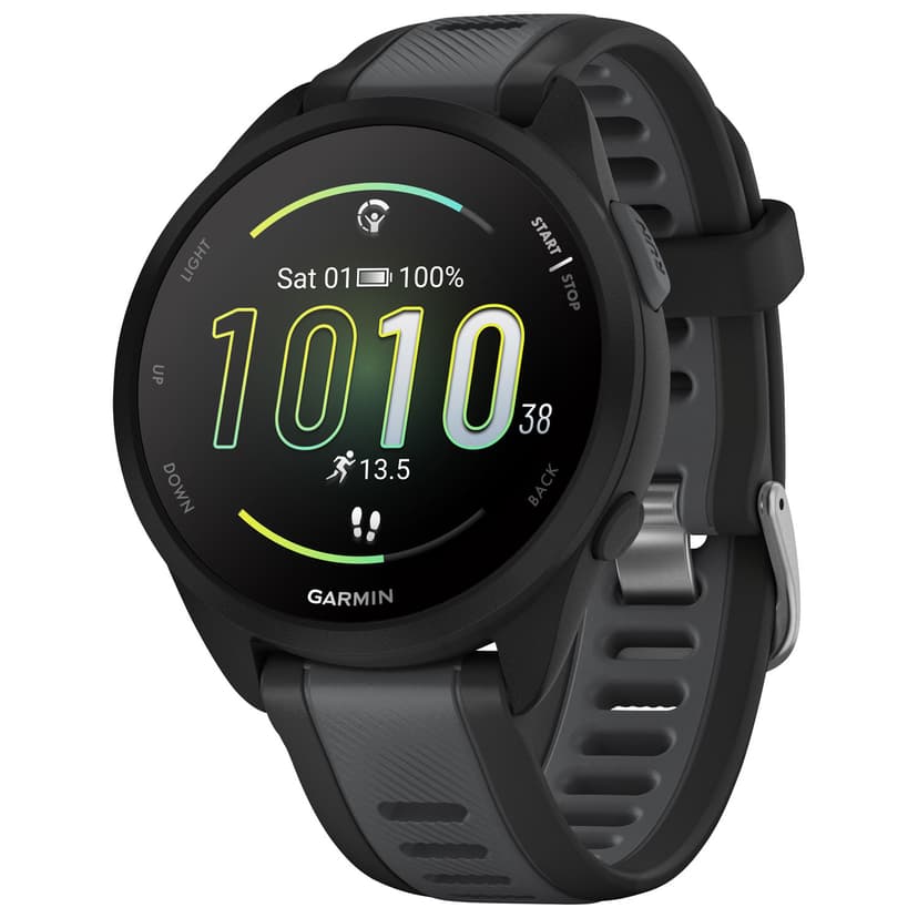 Garmin Forerunner 165 Music AMOLED 45mm Bluetooth GPS Running Smartwatch - Black/Slate Grey
