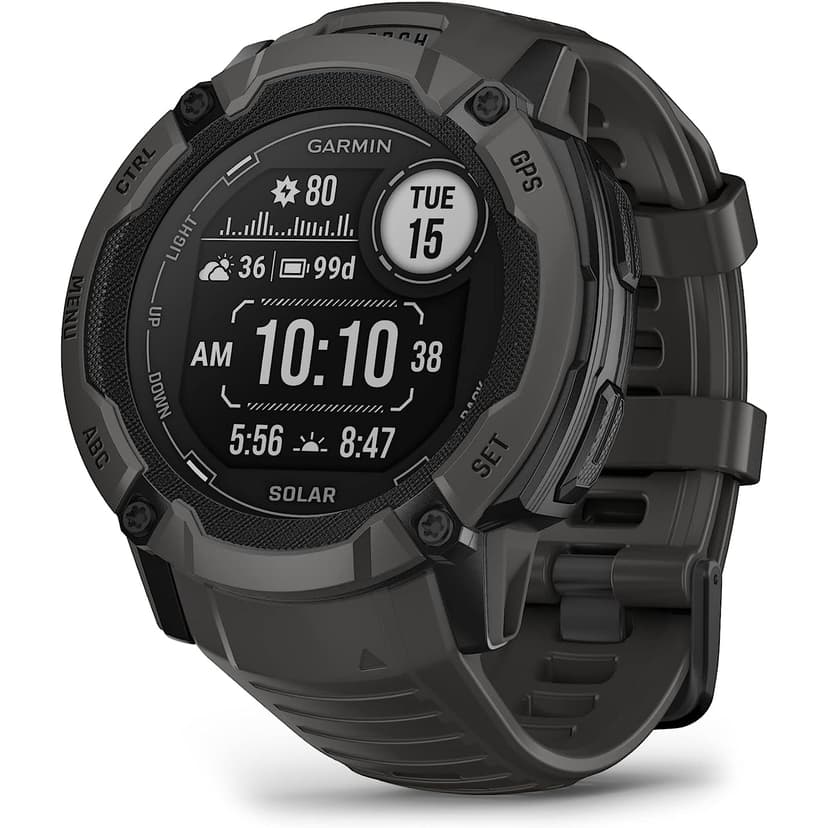 Refurbished (Good): Garmin Instinct 2X Solar, Rugged GPS Smartwatch, Built-in Flashlight, Solar Charging Capability, Multi-Band GNSS, Graphite