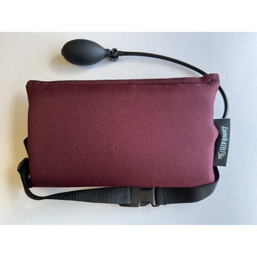 LumbAIR Plus Portable Backrest, Inflatable Lumbar Support Cushion with Adjustable Internal Air System, One Size Ergonomic for Office, Home, Car, Travel (Made in Canada) - Burgundy