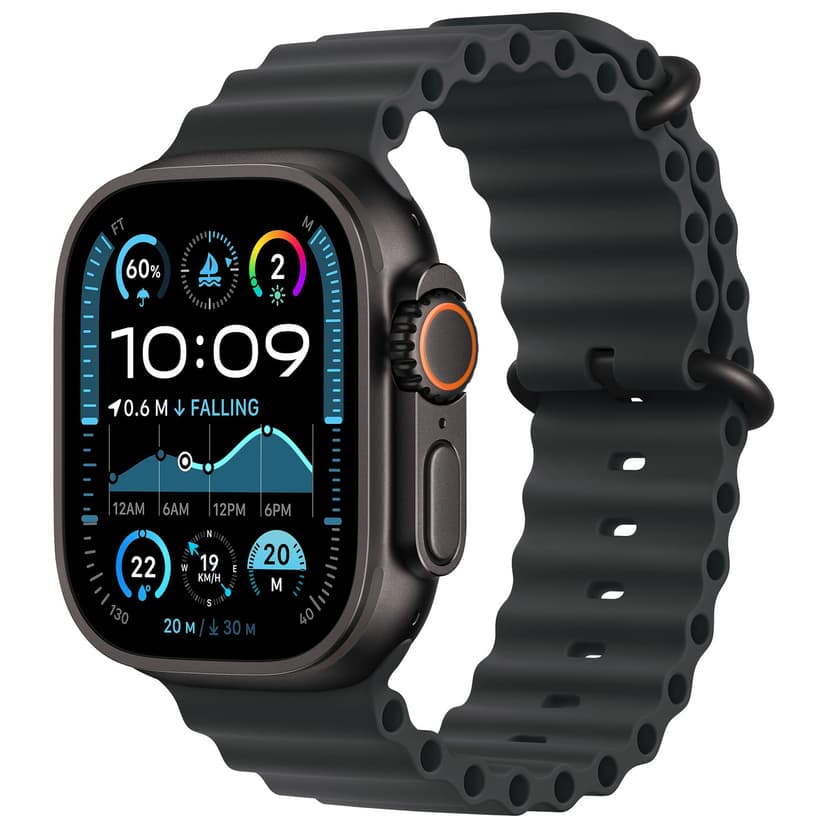 Refurbished (Excellent) - Apple Watch Ultra 2 (GPS + Cellular) 49mm Black Titanium Case with Black Ocean Band