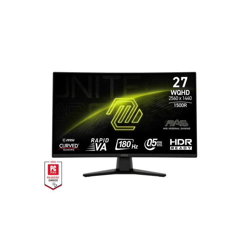 MSI 27" 2560 x 1440 (QHD) 180Hz 0.5ms (GTG) Curved 1500R Rapid VA Gaming Monitor Tilt adjustable (MAG 274CQF)