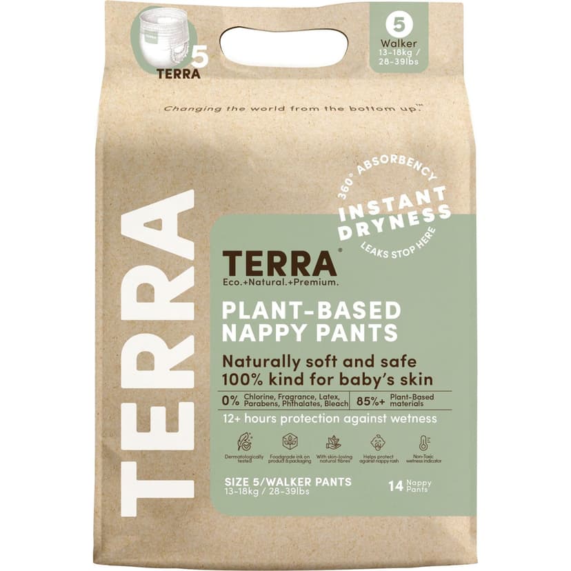 Terra Natural Plant-Based Eco-Friendly Training Pants - 14 ct (Size 5, Walker)