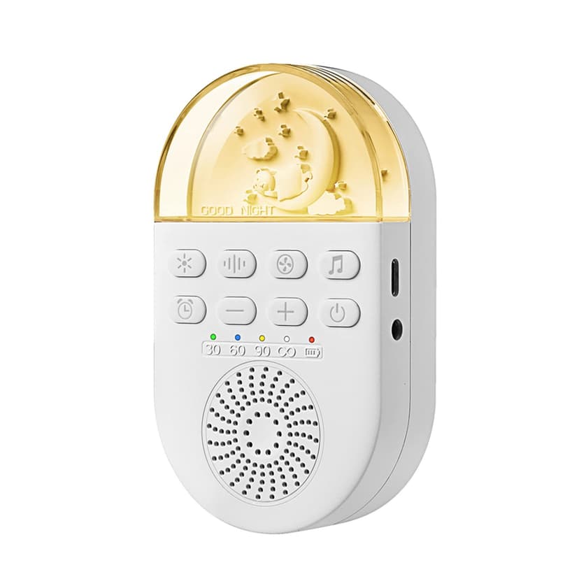 White Noise Machine Baby Sound Machine Kids with Night Light, Portable Sound Machine for Baby Adult, Noise Canceling for Office & Sleeping, Sound Therapy