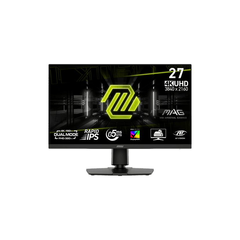 MSI 27" 3840 x 2160 (UHD) 160Hz UHD / 320Hz FHD 0.5ms (GTG) Rapid IPS Dual Mode Gaming Monitor Tilt and Height adjustable (MAG 272URDF E16)