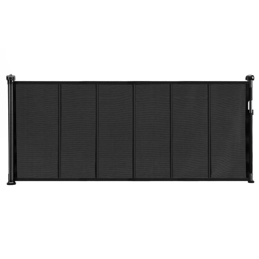 VEVOR 34 inch Tall Retractable Baby Gate, Extends up to 71 inch Wide, for Kids or Pets, Mesh Material, Easy to Install for Indoor Stairs, Doorways, Hallways, Playrooms, Black
