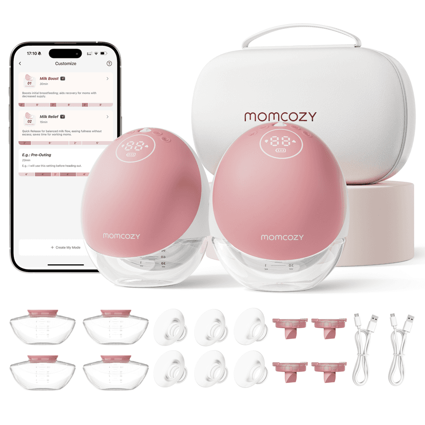 Momcozy Breast Pump Hands Free Upgraded Mobile Flow | M9, App Discreet Control with Personalized Multi-Modes & 15 Levels, Wearable Breast Pump 24mm