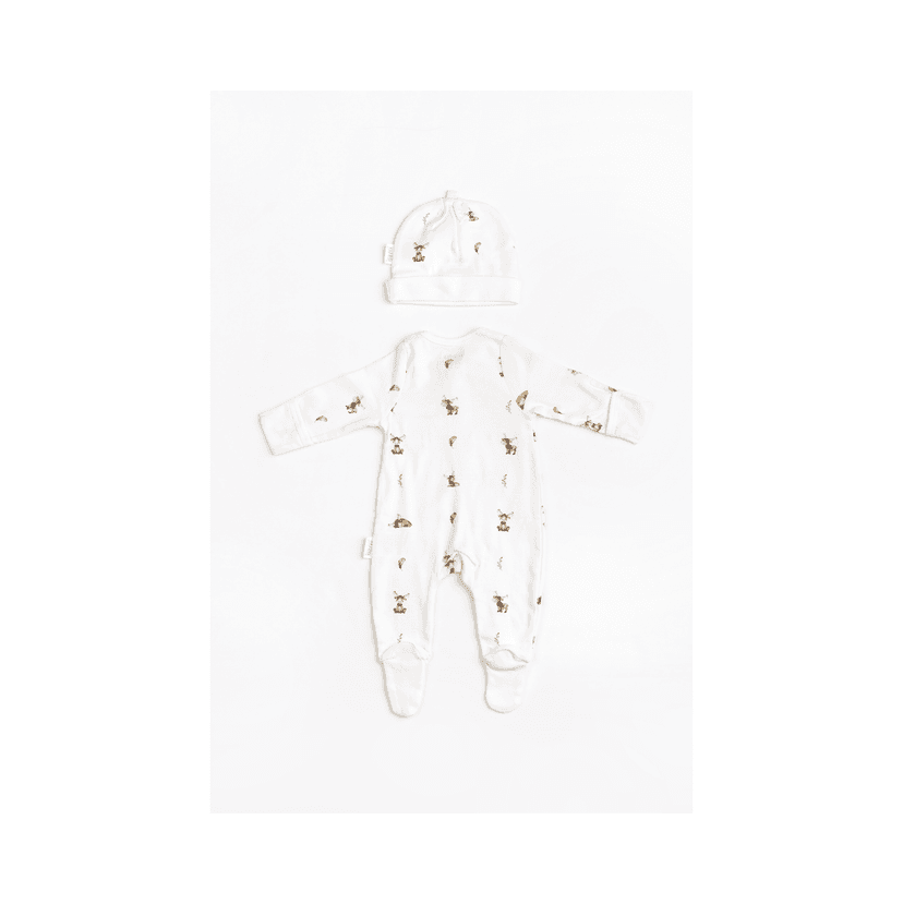 The Elk Baby Premium Organic Cotton Elk print Play and Grow Zippy