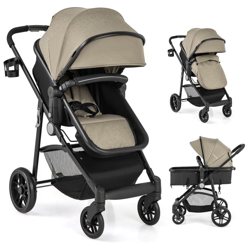 Babyjoy 2 In 1 Foldable Baby Stroller Kids Travel Newborn Infant Buggy Pushchair Gray/Black/Coffee/Pink