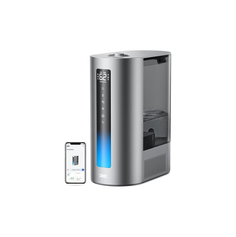 Dreo 6L Smart Humidifiers for Bedroom & Large Room, Baby Humidifier with Cool & Warm Mist, 60H Runtime, Humidity Sensor, Indicator Light, Timer, Ultrasonic Oil Diffuser for Home, P