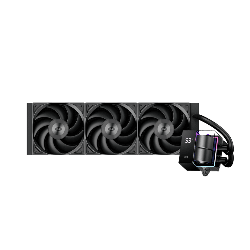 PCCOOLER CPS DS360 AIO CPU Liquid Cooler, 360mm Radiator, 310W TDP, ARGB LEDs & Digital Display, Aluminum Pump Cover, for Intel LGA 1851/1700/1200/115X & AMD AM5/AM4, Black