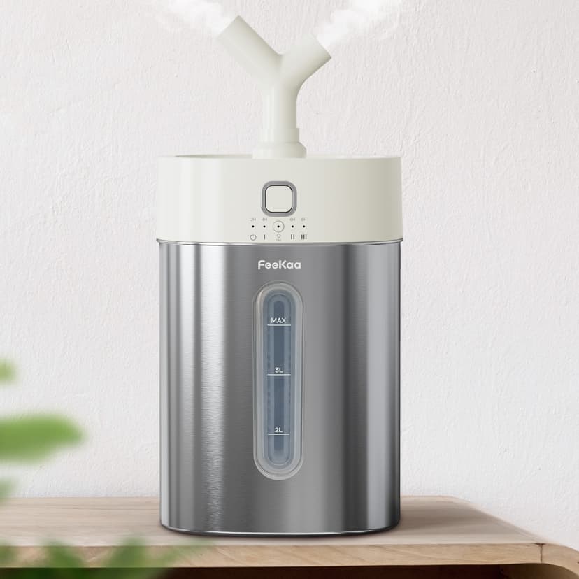 Feekaa Stainless Steel Humidifier Easy Clean, 4L/1Gal Cool Mist Humidifiers for Bedroom up to 500 sq ft, Dishwasher Safe Humidifier Large Room, Humidifiers for Bedroom Baby Nursery