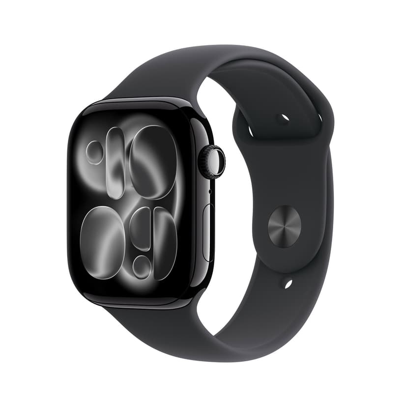Refurbished (Fair) - Apple Watch Series 11 (GPS) 46mm Jet Black Aluminum Case with Black Sport Band - Medium/Large