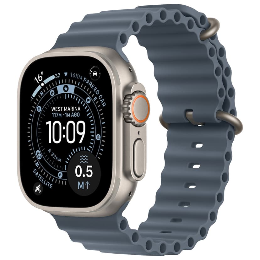 Open Box - Apple Watch Ultra 3 (GPS + Cellular) 49mm Natural Titanium Case with Anchor Blue Ocean Band