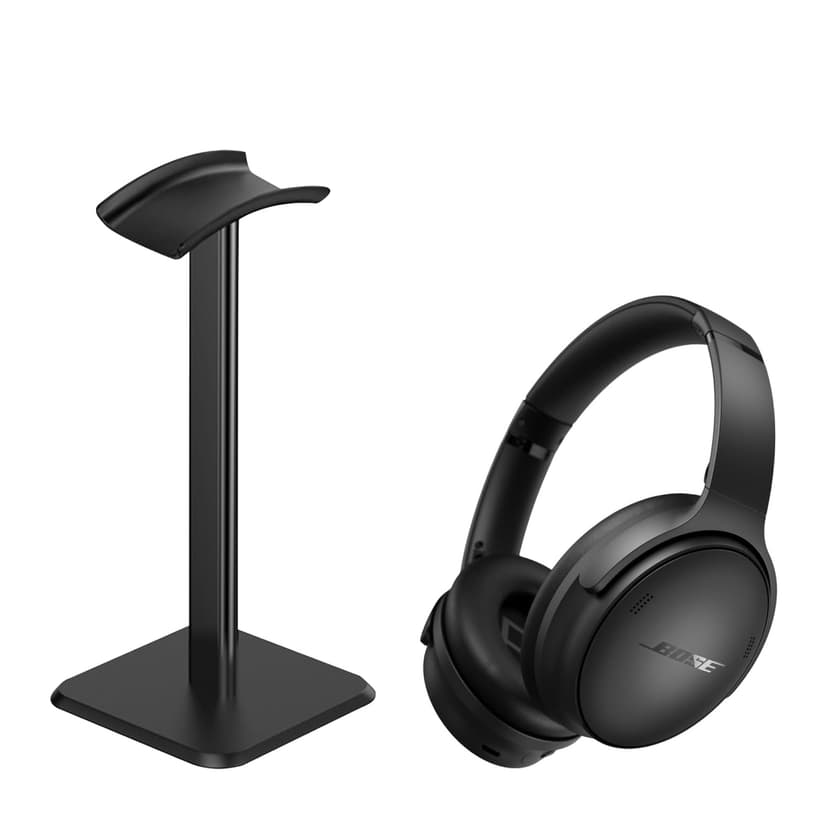 Bose QuietComfort Wireless Noise Cancelling Over-Ear Bluetooth Headphones (Black) + Universal Aluminum Headphone Stand