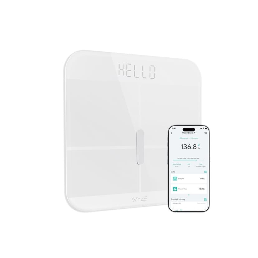 WYZE Smart Scale X 400 lb Digital Body Composition Scale, BMI, Body Fat & Muscle, White