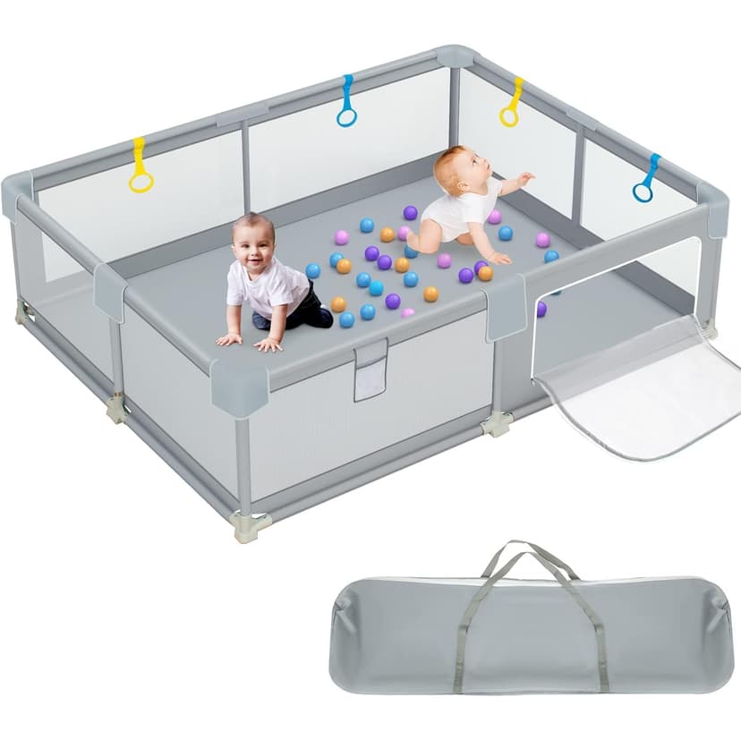 Mesh Baby Playpen, 71"x59" Extra Large Baby Playard, Playpen for Babies and Toddlers, Infants Play Pen with Suction Cup Bases and Soft Breathable Mesh