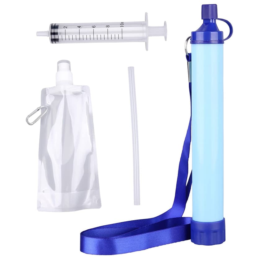 10000 Gallons Outdoor Personal Water Filter,4-Stage Filtration System Portable Water Purifier Survival Straws for Outdoor Travel Wilderness Expedition and Emergency situations