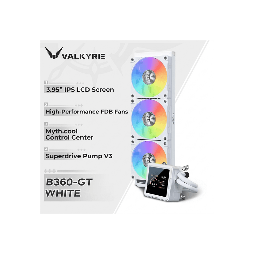 Valkyrie B360-GT 360mm AIO Liquid CPU Cooler - White