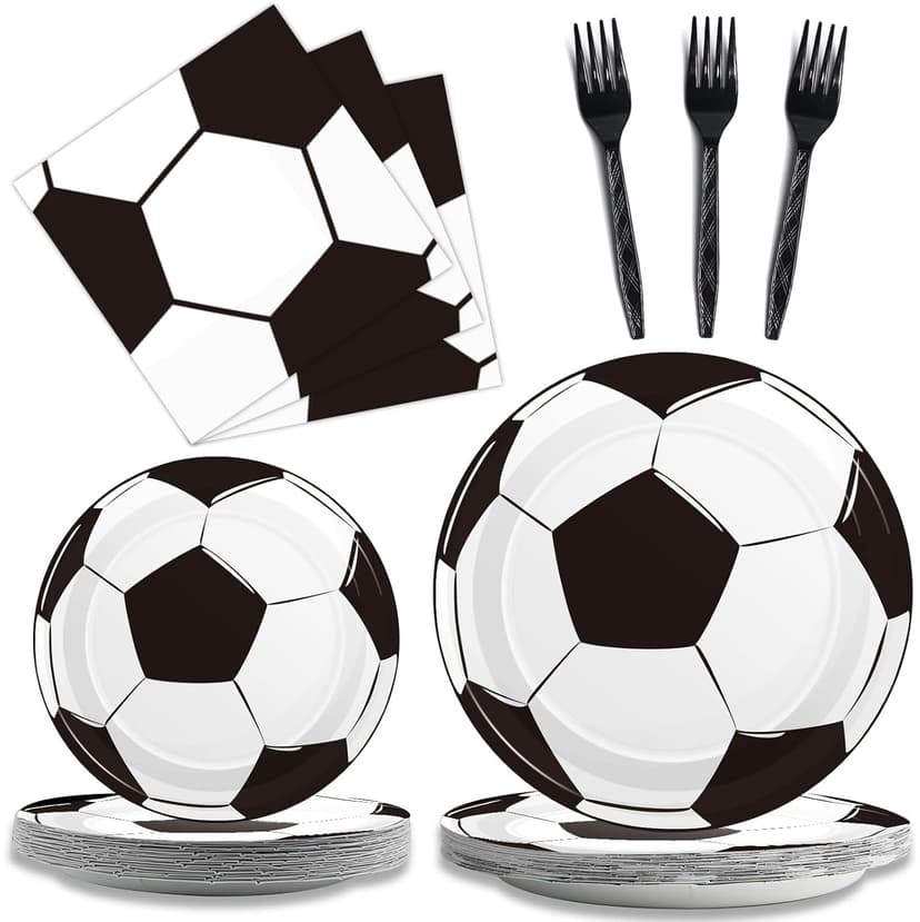 96Pcs Soccer Plates and Napkins Birthday Party Decorations Soccer Disposable Paper Tableware Set Sports Themed Party Supplies for Baby Shower Game Party Favors Birthday Décor