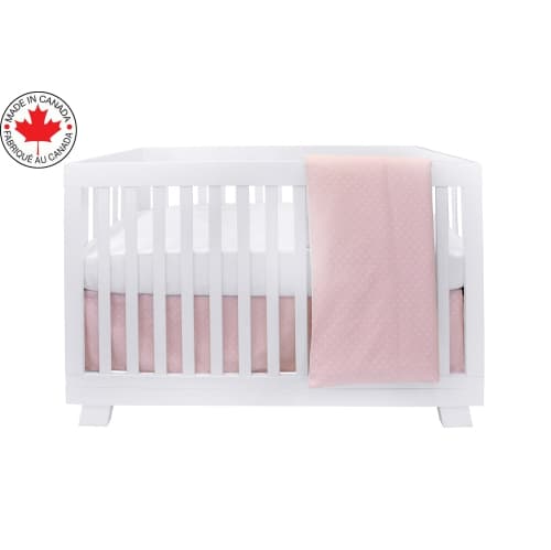 Bebelelo Baby Crib Bedding For Girls And Boys, Pink and White Stars Design - 4-Piece Set